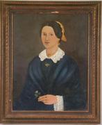 antiek portret Biedermeier jonge vrouw 1850/1860, Antiek en Kunst, Kunst | Schilderijen | Klassiek, Ophalen of Verzenden