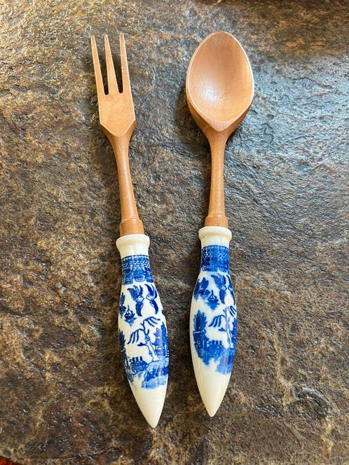 Blue Willow Ceramic Handles – 29 cm – Elina Fantane, Antiek en Kunst, Antiek | Bestek, Ophalen of Verzenden
