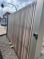 Aluminium poort met padouk hout bekleed - ral 7039st, Tuin en Terras, Tuinpoorten, Ophalen, Aluminium