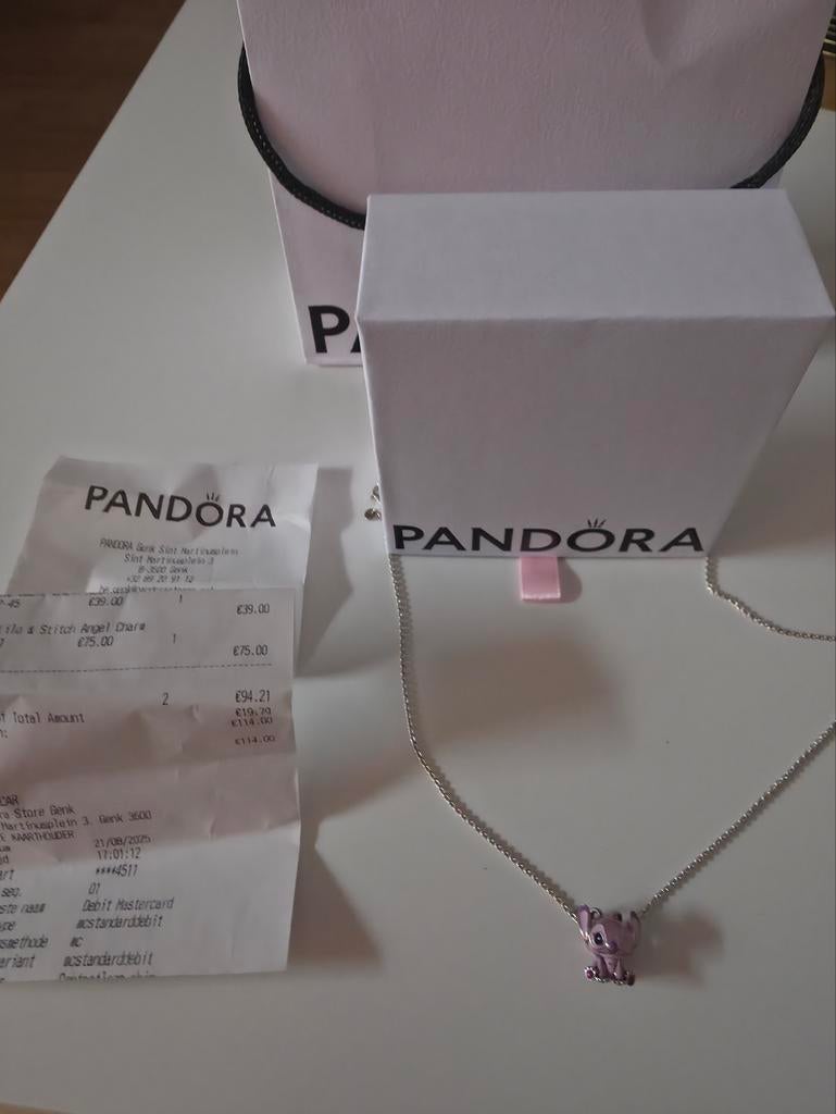 Collier Pandora Lilo and Stitch pour enfants en argent, Enlèvement ou Envoi, Avec pendentif, Comme neuf, Argent