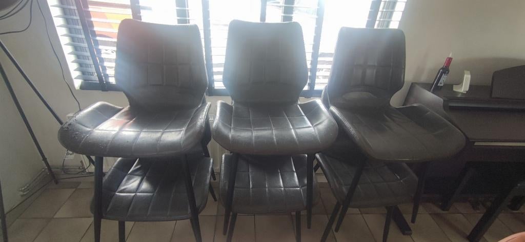 6 Eetkamer stoelen grijs, Ophalen, Grijs