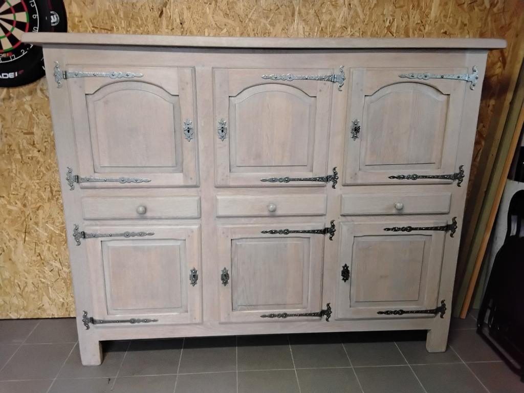 Massief Franse eiken eetplaats, Huis en Inrichting, Ophalen, Gebruikt, Eikenhout, Landelijk modern