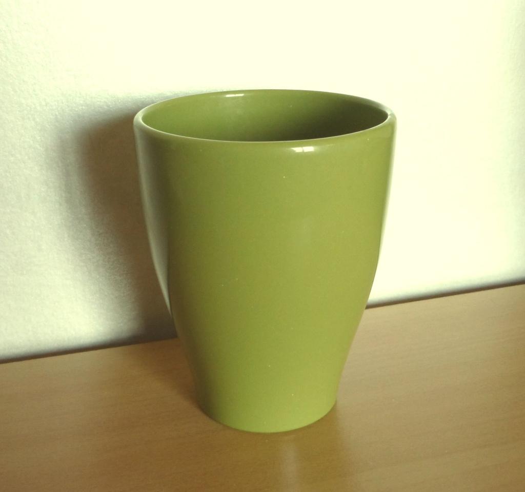 Groene porseleinen bloempot, Ophalen of Verzenden, Binnen