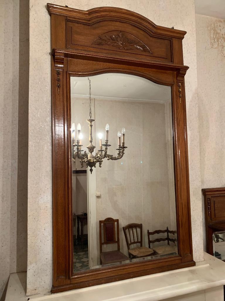 grote antieke houten spiegel, Antiek en Kunst, Ophalen of Verzenden