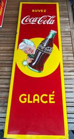 Emaille plaat coca cola, Verzamelen, Ophalen, Gebruikt, Reclamebord