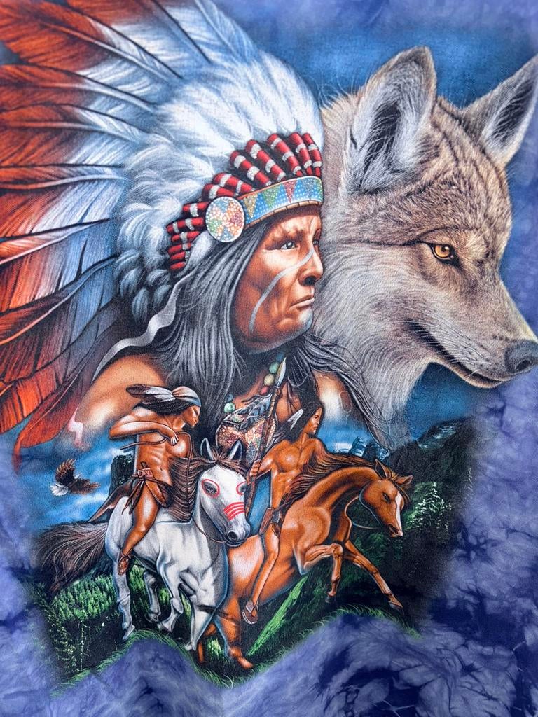 Vintage tie dye T-shirt Rock Eagle Native American - XL, Vêtements | Hommes, T-shirts, Comme neuf, Taille 56/58 (XL), Bleu, Enlèvement ou Envoi