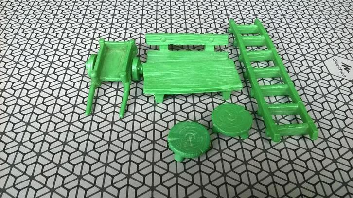 Speelset smurfen: Tuinmeubelset groen 4.0030, Verzamelen, Smurfen, Gebruikt, Huisje of Attribuut, Overige Smurfen, Ophalen of Verzenden