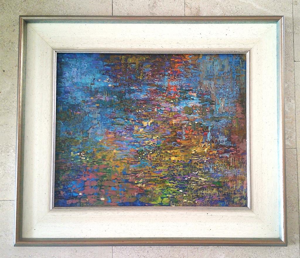 Kleur in de plas 1980 ? - met monogram, Antiek en Kunst, Kunst | Schilderijen | Klassiek, Ophalen of Verzenden