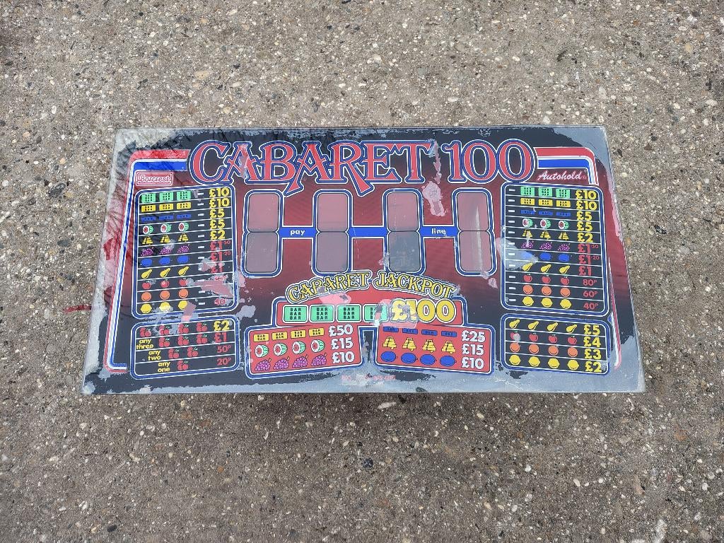 Glazen Ruit: Cabaret 100/ Barcrest / Fruitautomaat / UK, Verzamelen, Automaten | Gokkasten en Fruitautomaten, Verzenden