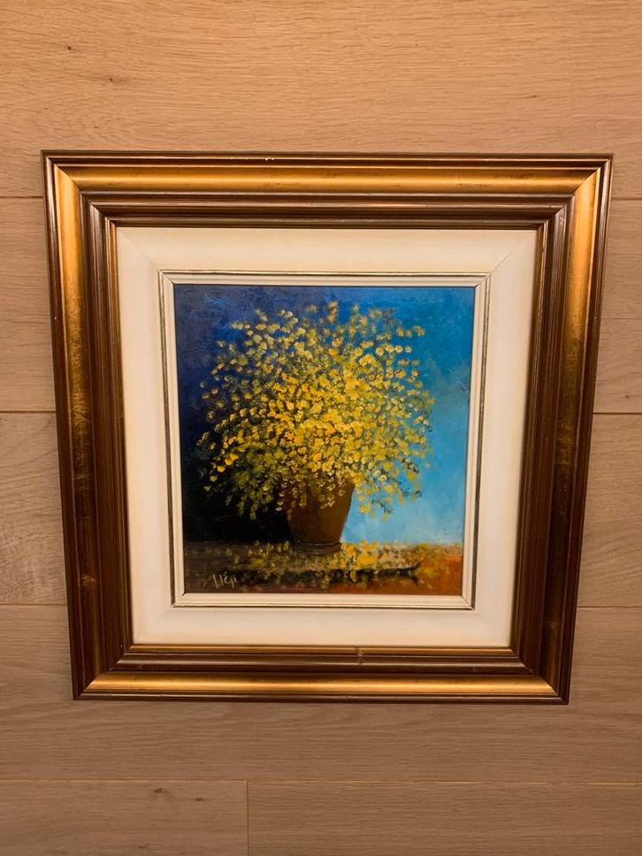 Mimosa bloemen, Antiek en Kunst, Kunst | Schilderijen | Klassiek, Ophalen of Verzenden