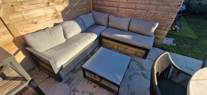 Loungeset, Jardin & Terrasse, Ensembles de jardin, Utilisé, Sets de jardin, Aluminium, 5 places, Banque, Table d'appoint, Enlèvement