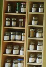 glazen kruidenpot x 27 - opslag - keuken - plank, Huis en Inrichting, Ophalen, Gebruikt, Glas, Kom(men)