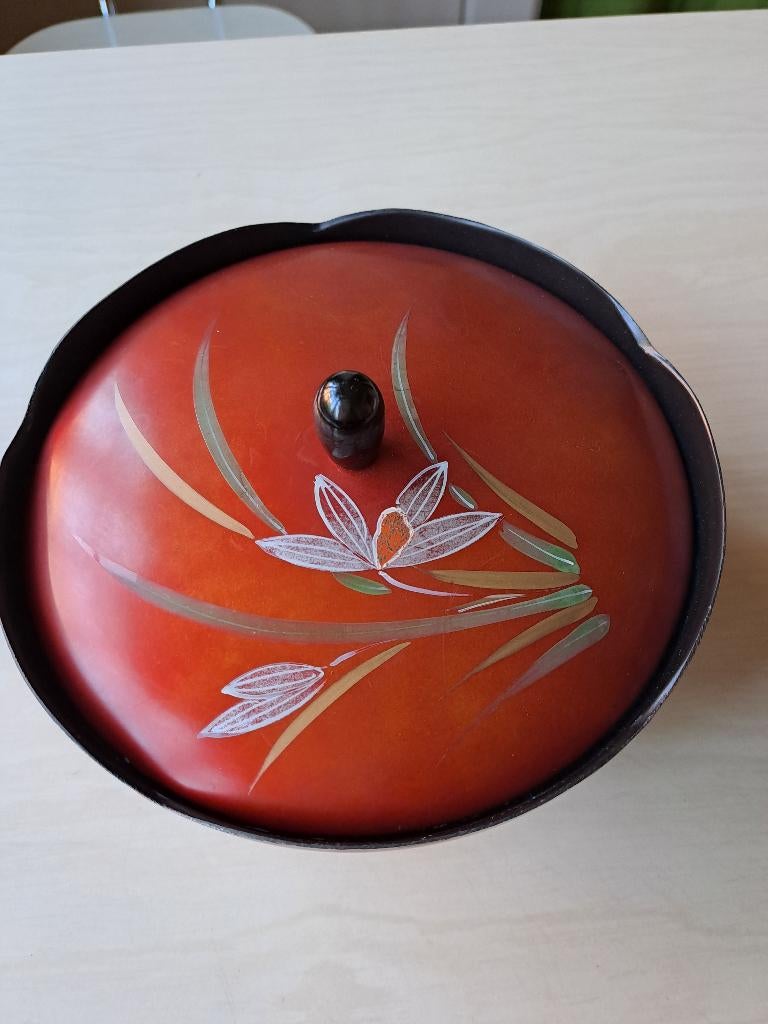 Boîte en fer blanc à motif japonais, Collections, Boîte en métal, Enlèvement, Utilisé, Autre, Autres marques