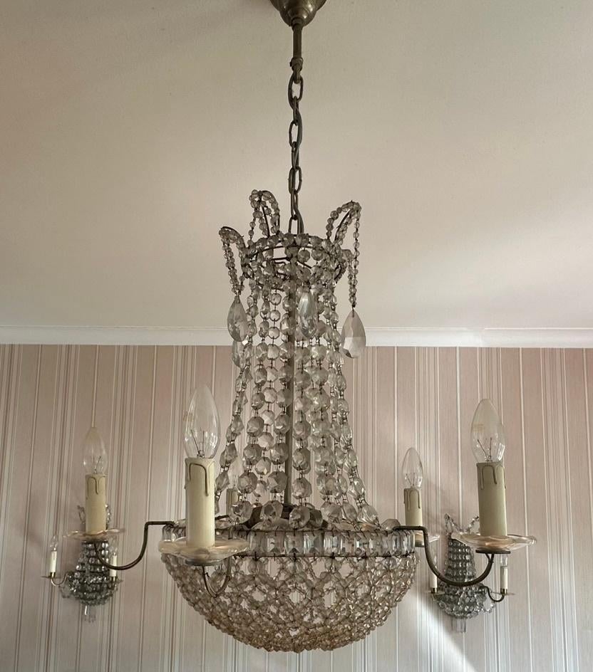 Lustre et 2 appliques murales en cristal, Enlèvement, Utilisé, Autres matériaux, Empire