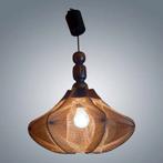 Lustre suspension Vintage Scandinave Bois, cordes 1960's, Enlèvement