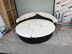 Ronde wicker loungeset / sun island met tafel – compleet, Tuin en Terras, Ophalen, Zo goed als nieuw, Wicker, Loungeset