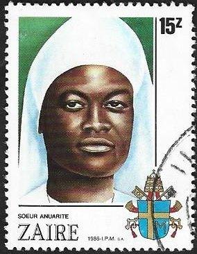 1 Postzegel Zaïre 1986 Zuster Anuarite, Enlèvement ou Envoi, Autres pays, Affranchi