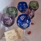 Set van zes vintage Boheemse kristallen wijnglazen met bloem, Ophalen