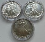 3 pièces en argent « American Eagles », 1 oz, Liberty Dollar, Enlèvement ou Envoi, Monnaie en vrac, Argent