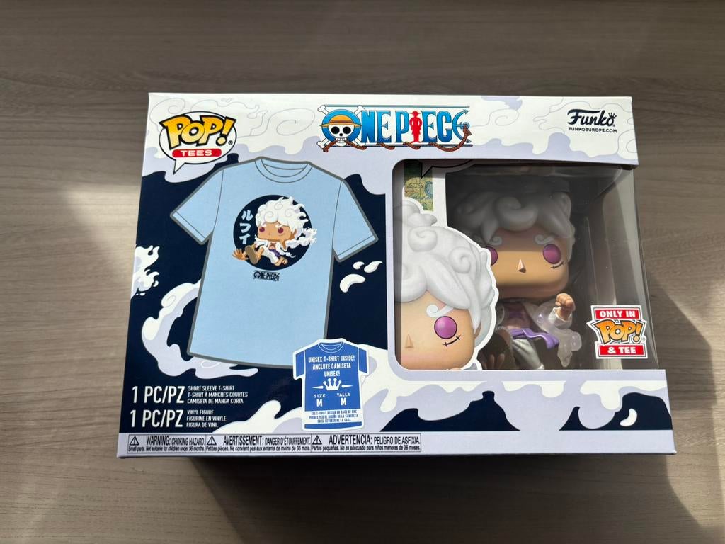Funko Pop! & Tee - Luffy Gear Five Shirt Maat M Pearl glow, Collections, Jouets miniatures, Enlèvement ou Envoi, Comme neuf