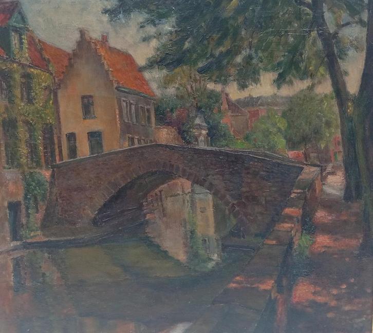 Peinture d'HELEWAUT MAURICE/MAURITS 1957 Bruges, Antiquités & Art, Art | Peinture | Classique, Enlèvement ou Envoi