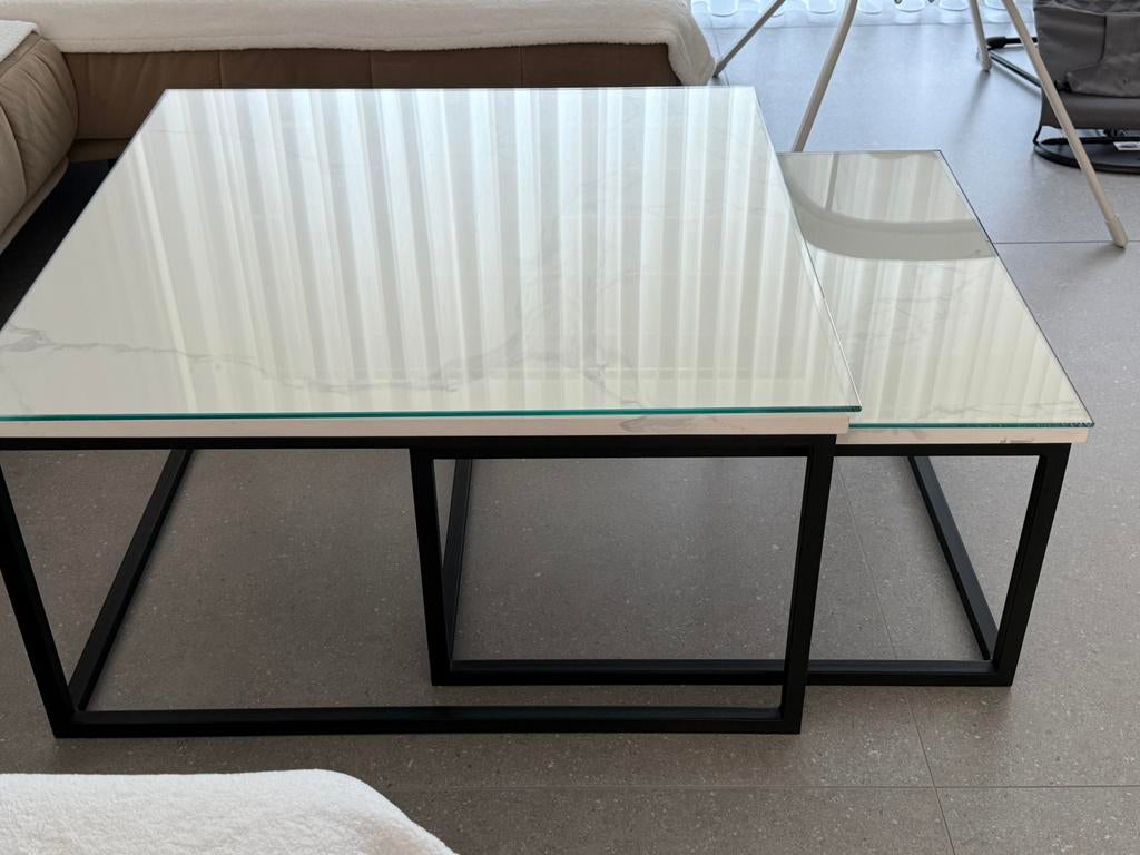 Te koop: Luxe set marmeren salontafels (8080 & 6565), Huis en Inrichting, Tafels | Salontafels, Zo goed als nieuw, Ophalen of Verzenden