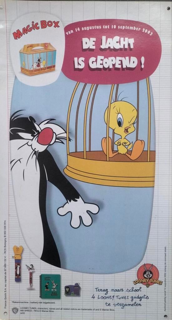 Promotieposter Quick - Looney Tunes (Tweety), Collections, Publicité, Rectangulaire vertical, Enlèvement, Utilisé