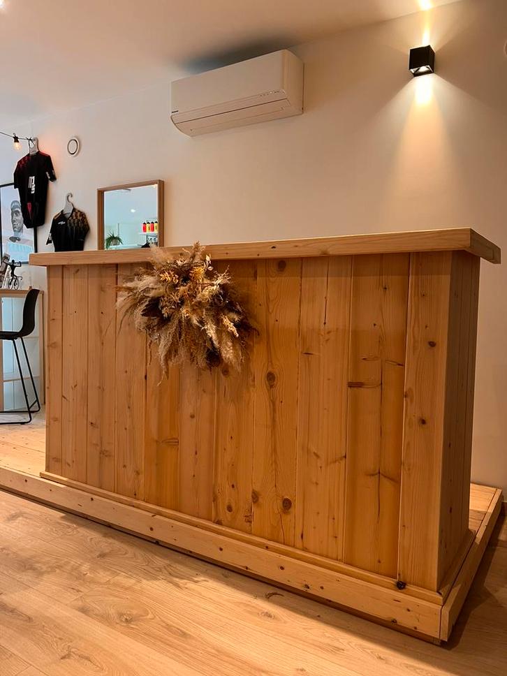 Op maat gemaakte houten balie / toonbank 2m – perfecte staat, Huis en Inrichting, Kasten | Dressoirs, Nieuw, 50 tot 75 cm, Ophalen