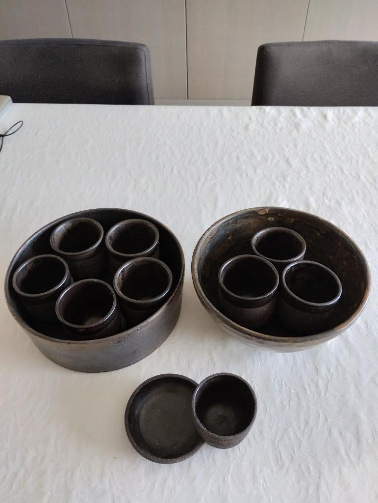 SET HANDGEMAAKT KERAMIEK APERITIEF, Antiek en Kunst, Ophalen of Verzenden