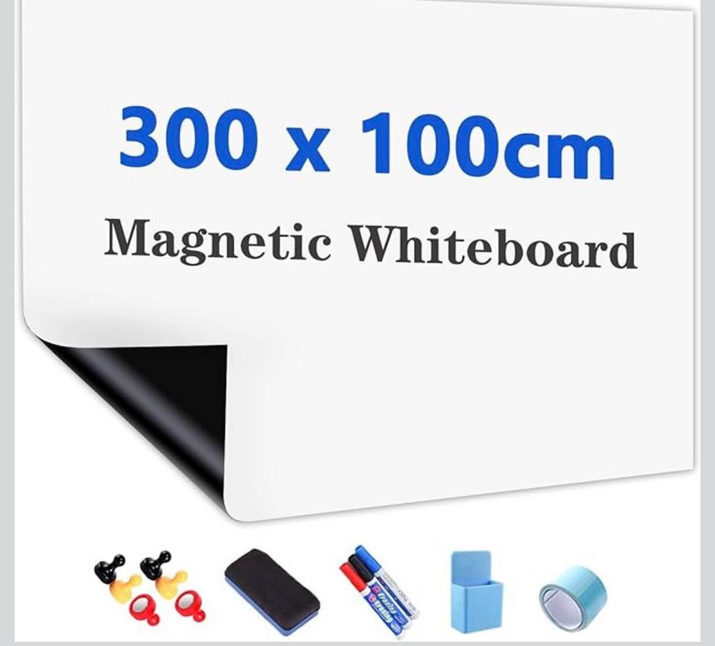 JOMUSAGA Magnetisch whiteboard, zelfklevend, 300 x 100 cm, Divers, Tableaux noirs, Neuf, Tableau blanc, Enlèvement