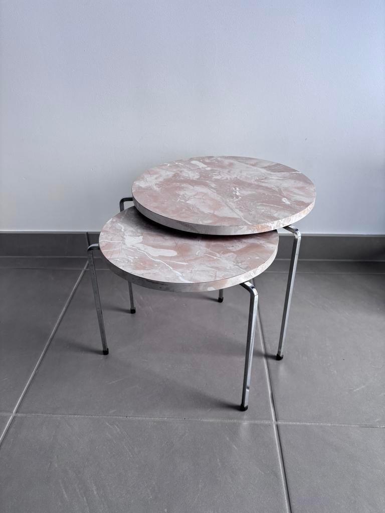 Vintage bijzettafels, Enlèvement, Comme neuf, Rond