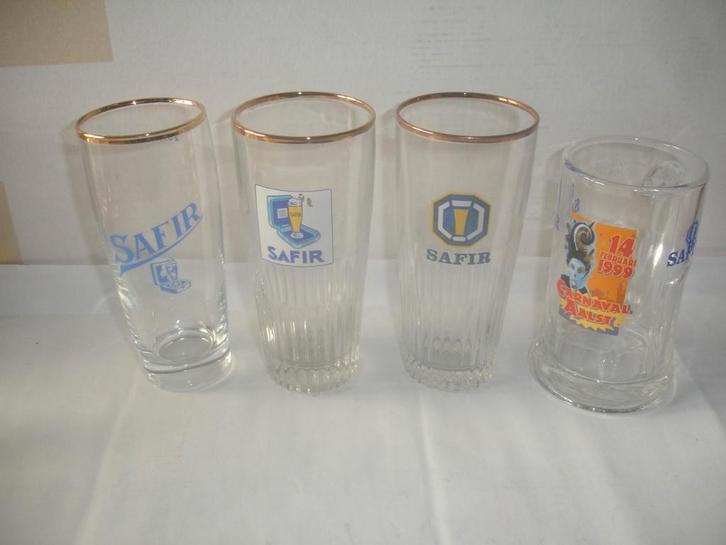 Safir bierglazen, 12 stuks voor € 8,00, Verzamelen, Biermerken, Zo goed als nieuw, Glas of Glazen, Overige merken, Ophalen of Verzenden