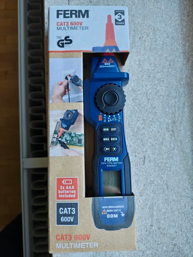 FERM Cat 3 digitale multimeter, NIEUW, Doe-het-zelf en Bouw, Meetapparatuur, Nieuw, Multimeter, Ophalen of Verzenden