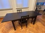 Ikea Extendable Dining Table – Black, 130/190x80 cm, Ophalen, 100 tot 150 cm, 50 tot 100 cm, Zo goed als nieuw