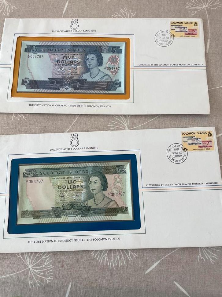 eerste uitgiftes van de nationale bankbiljet Solomon Islands, Timbres & Monnaies, Billets de banque | Amérique, Série, Enlèvement