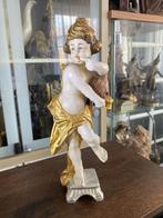 Oude polychrome houten figuur putte engel honing licker, Ophalen of Verzenden