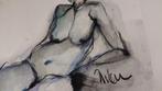 Naakten aquarel/houtskool, Antiek en Kunst, Kunst | Schilderijen | Modern, Ophalen of Verzenden