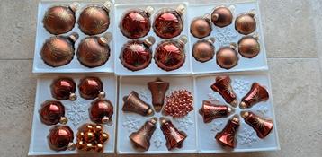 Kerstballen warm goud/bruin kleurig vintage. 28 stuks. beschikbaar voor biedingen
