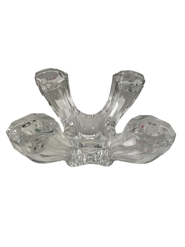 Bougeoir multiple en cristal – Val Saint Lambert – Signé, Antiquités & Art, Antiquités | Verre & Cristal, Enlèvement ou Envoi