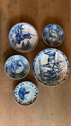 Decoratieve borden Delfts blauw met afbeelding en bloemen, Ophalen of Verzenden