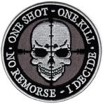 One Shot One kill stoffen opstrijk patch embleem, Verzamelen, Kleding en Patronen, Verzenden, Nieuw