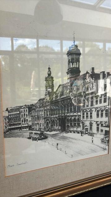 Lithographie Place de Mons juin 1982 disponible aux enchères