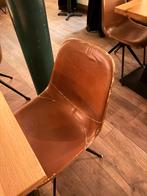 Leder stoel cognac kleur metaal zwarte poot, Huis en Inrichting, Ophalen, Gebruikt, Overige kleuren, Metaal