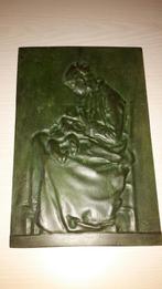 Bronzen wandplaat - vrouw met baby 25€, Brons, Ophalen