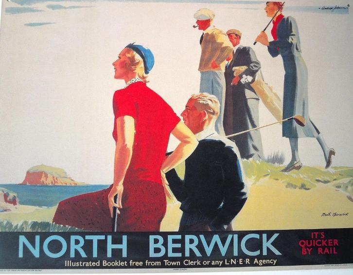 Retro metal wall sign North Berwick, Huis en Inrichting, Woonaccessoires | Wanddecoraties, Zo goed als nieuw, Verzenden