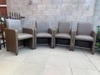 4 lederen stoelen op wieltjes bruin, Huis en Inrichting, Ophalen, Gebruikt, Bruin, Leer