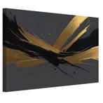 Zwart en goud minimalisme met grijze achtergrond canvas 60x4, Huis en Inrichting, Woonaccessoires | Wanddecoraties, Nieuw, Verzenden
