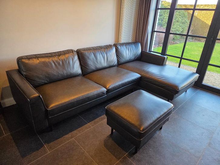 Hoeksalon inclusief poef, Huis en Inrichting, Zetels | Zetels, Gebruikt, Hoekbank, Vierpersoons of meer, 250 tot 300 cm, 150 cm of meer