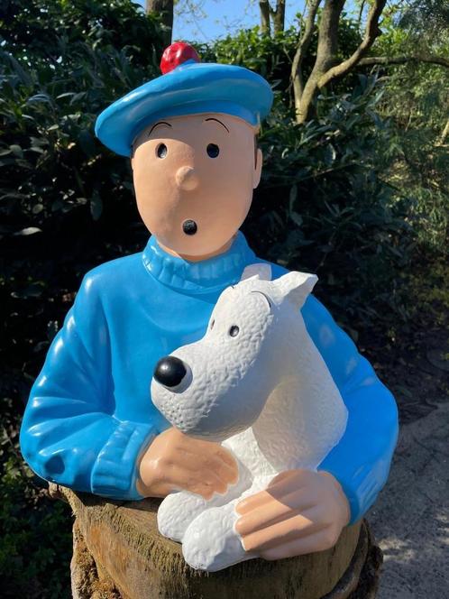 Beeld kuifje en Bobby borstbeeld blauw, 45 cm hoog!, Tuin en Terras, Tuinbeelden, Nieuw, Overige typen, Kunststof, Ophalen