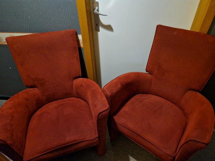 Leuke, goed zittende rode stoelen, Huis en Inrichting, Fauteuils, Gebruikt, Stof, Ophalen